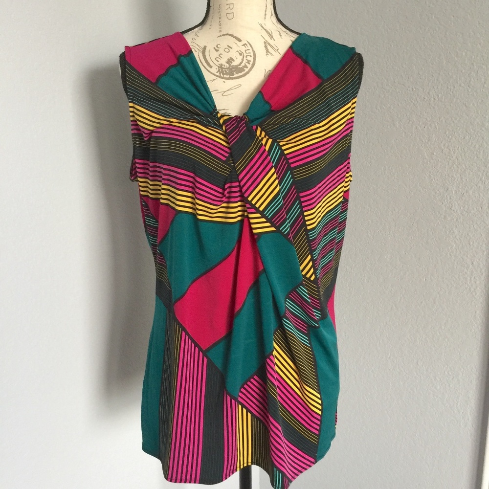 Worthington Patterned Sleeve Top Blouse